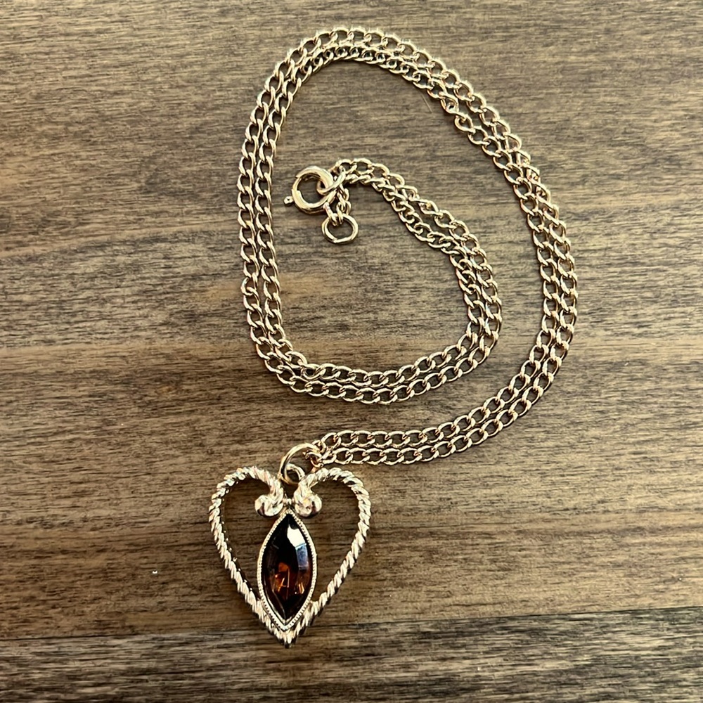 Gold bronze heart necklace